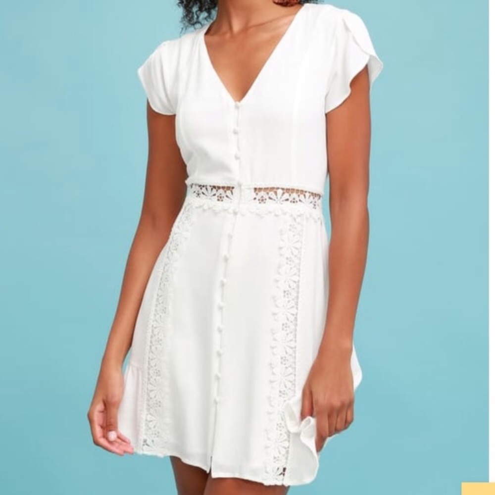 Wistful Wanderer White Crochet Lace Dress, small